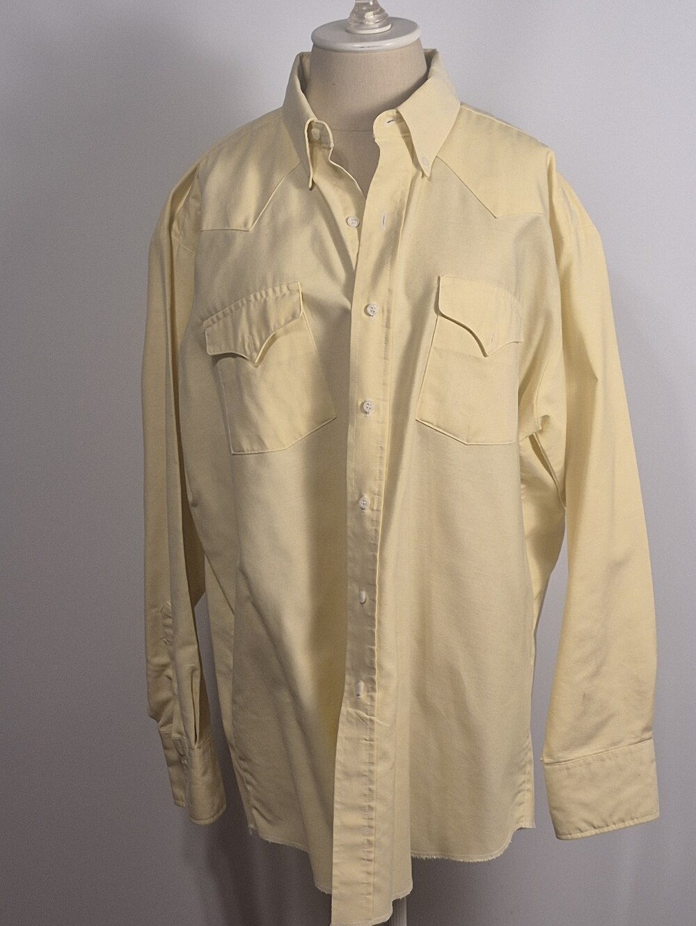 Vintage Panhandle Slim Yellow Western Button Front Shirt 17.5x34 USA XL